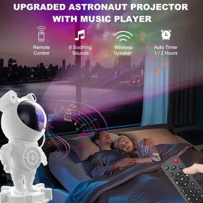 Sky Moon Galaxy Astronaut Star Projector with Bluetooth Speaker
