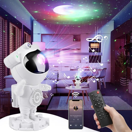 Sky Moon Galaxy Astronaut Star Projector with Bluetooth Speaker