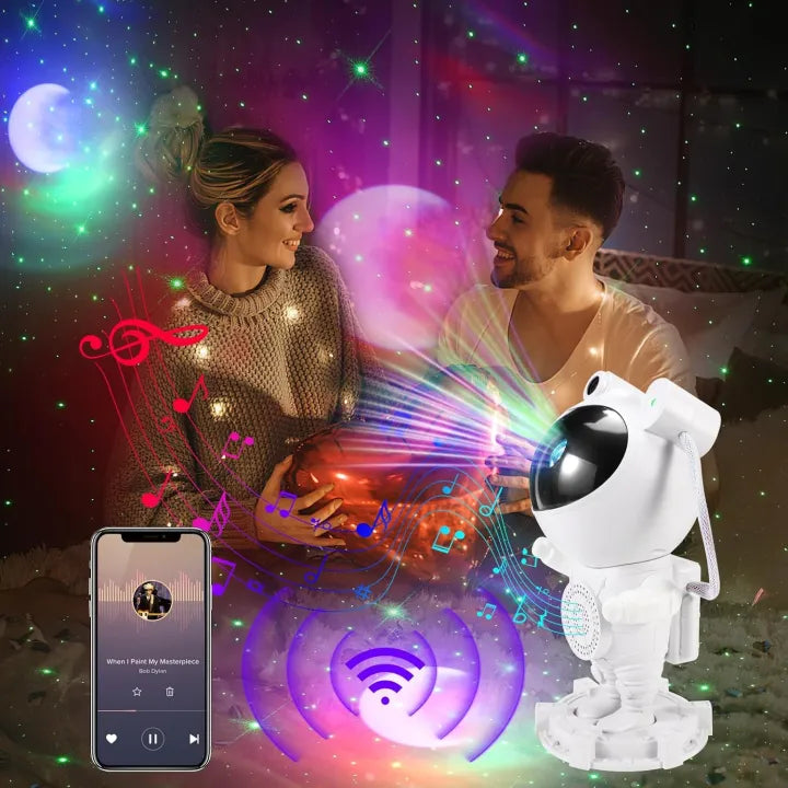 Sky Moon Galaxy Astronaut Star Projector with Bluetooth Speaker