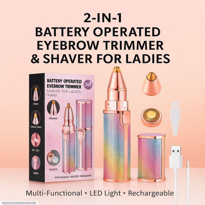 2-in-1 Rainbow Facial Hair Remover & Eyebrow Trimmer - USB Rechargeable