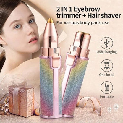 2-in-1 Rainbow Facial Hair Remover & Eyebrow Trimmer - USB Rechargeable